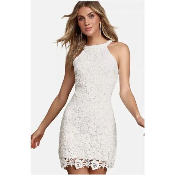 Lulu's Dress White‎ Lace Love Poem Mini Dress Size X-Small - Picture 3 of 9